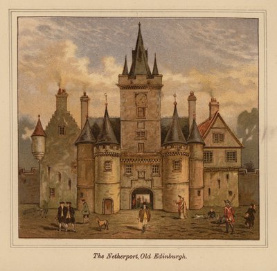 The Netherport, Old Edinburgh (litografía en color) de Scottish School