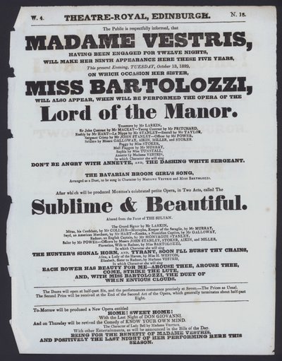 Programa de teatro para el Theatre Royal, Edimburgo de Scottish School