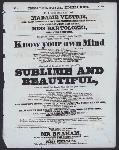 Programa de teatro para el Theatre Royal, Edimburgo de Scottish School