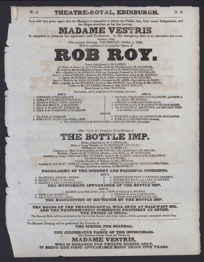 Programa de teatro para el Theatre Royal, Edimburgo de Scottish School