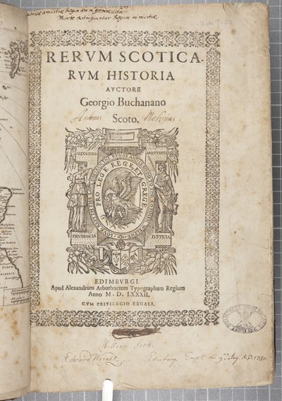 Página de título de Rerum Scoticarum Historia, de George Buchanan de Scottish School