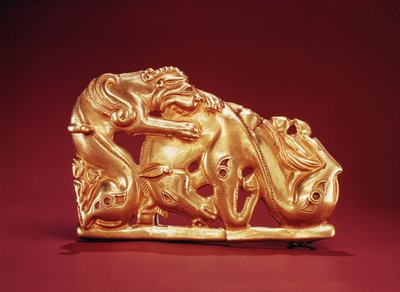 Placa que representa un grifo atacando a un caballo de Scythian
