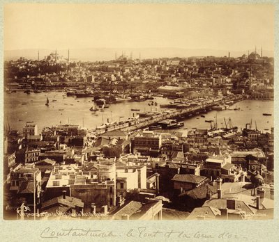 Panorama con vistas a Estambul y al río Bósforo, hacia 1890 (foto en blanco y negro) de Sebah and Joaillier