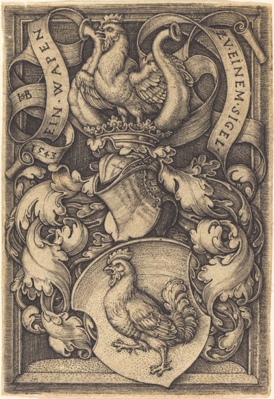 Escudo de armas con un gallo de Sebald Beham