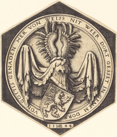 Escudo de armas con un león de Sebald Beham