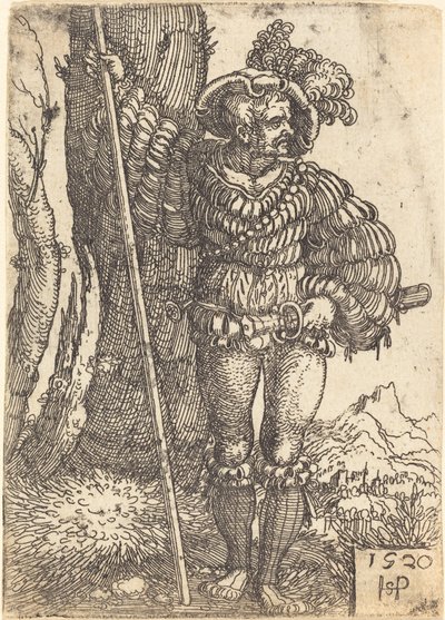 Soldado de infantería junto a un árbol de Sebald Beham
