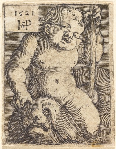 Genio en un delfín de Sebald Beham