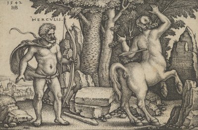 Hércules matando a Neso, de Los Trabajos de Hércules, 1542 de Sebald Beham