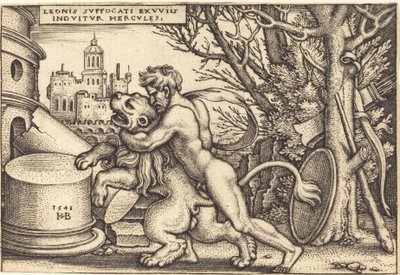 Hércules matando al león de Nemea de Sebald Beham
