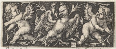 Panel horizontal con un águila flanqueada por dos genios de Sebald Beham