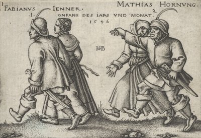 Enero y febrero, de La fiesta de los campesinos o los doce meses, 1546 de Sebald Beham