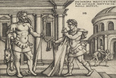 Lichas trayendo la prenda de Neso a Hércules, de Los trabajos de Hércules de Sebald Beham