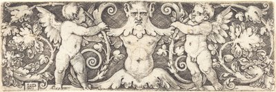 Ornamento con figura masculina entre dos genios de Sebald Beham