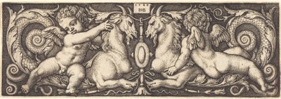 Ornamento con dos genios montando dos quimeras de Sebald Beham