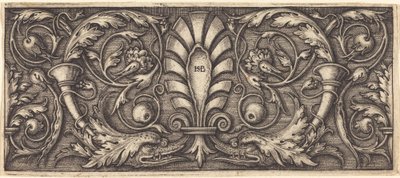 Ornamento con dos delfines grotescos de Sebald Beham