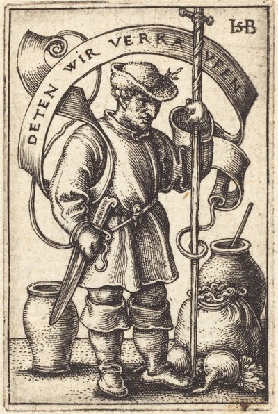 Campesino en el mercado [izquierda] de Sebald Beham