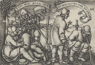 Campesinos detrás del seto, de La fiesta de los campesinos o los doce meses de Sebald Beham
