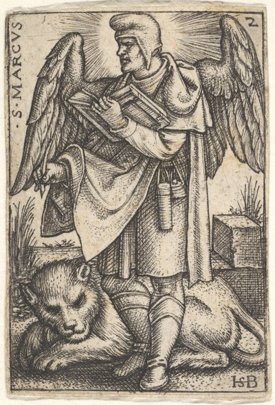 Placa 2: San Marcos, su cabeza girada en perfil hacia la izquierda, con un libro abierto en su mano derecha, 1541 de Sebald Beham