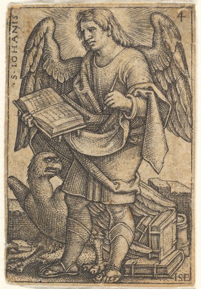 Placa 4: San Juan con la cabeza girada tres cuartos a la izquierda, con un libro en su mano derecha, 1541 de Sebald Beham