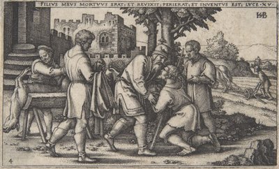 El regreso del hijo pródigo, de La historia del hijo pródigo, ca. 1540 de Sebald Beham