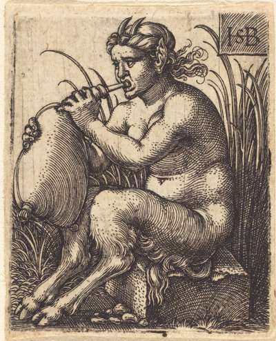 Mujer sátiro tocando la gaita de Sebald Beham