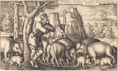 El Hijo Pródigo con los Cerdos de Sebald Beham