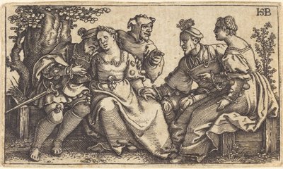 Dos Parejas Enamoradas con Payaso de Sebald Beham