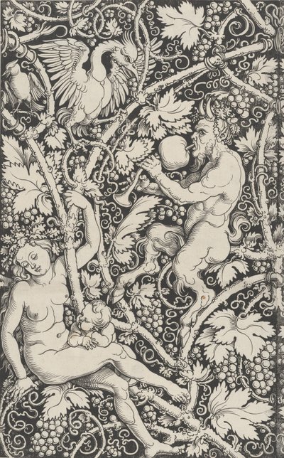 Papel tapiz con familia de sátiros, 1515 de Sebald Beham