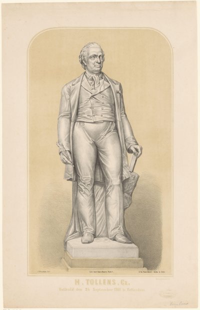 Estatua de Hendrik Tollens H. Tollenz, Cz, revelado el 24 de septiembre de 1860 en Rotterdam (título sobre el objeto) de Sebastiaan Theodorus Voorn Boers