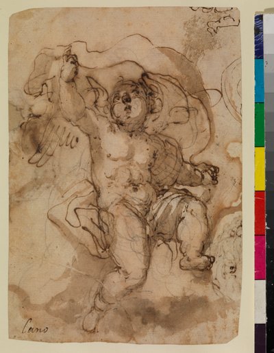 Putto en una nube (recto) de Sebastian (attr.to) Munoz