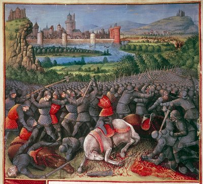 Batalla durante la Primera Cruzada, Cruzada Popular, 1096-1099, c. 1490 de Sebastian Marmoret