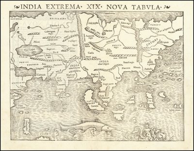 Mapa de Asia de 1542 por Sebastian Münster de Sebastian Munster