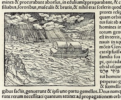 El arca de Noé y el diluvio, de la edición de 1550 de 