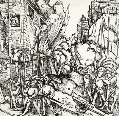 Asedio de Cartago, grabado extraído de Universalis Cosmographia (Cosmología universal), de Sebastian Munster (1488-1552). Alemania de Sebastian Munster