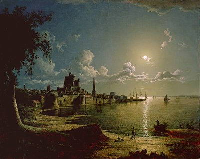 Escena a la luz de la luna, Southampton, 1820 de Sebastian Pether