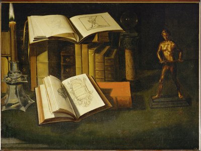 Libro, vela y estatuilla - Libro, vela y estatuilla ... de Sebastian Stoskopff