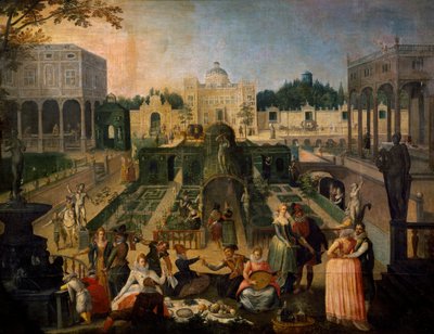 Un banquete en el parque del Duque de Mantua, c.1595 de Sebastian Vrancx