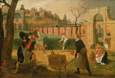 Jardineros trabajando (óleo sobre tabla) de Sebastian Vrancx