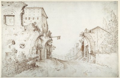 Posada junto a las ruinas de un acueducto de Sebastian Vrancx