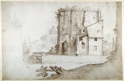 Ruinas en el Celio con la iglesia de SS. Giovanni e Paolo de Sebastian Vrancx