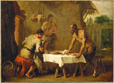 Le satyr et le paysan - Sátiro y campesino, una fábula esopiana ... de Sebastiano (attr. to) Ricci