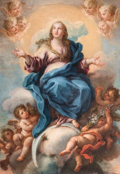 Virgen Inmaculada (óleo sobre cobre) de Sebastiano Conca