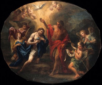 Anverso: El bautismo de Cristo; reverso: Retrato de un obispo santo de Sebastiano Conca