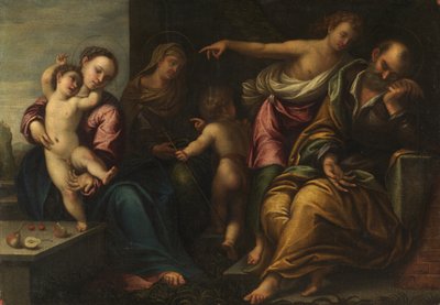 Virgen y Niño con el infante San Juan, Santa Isabel y la Anunciación a José de Sebastiano Florigerio