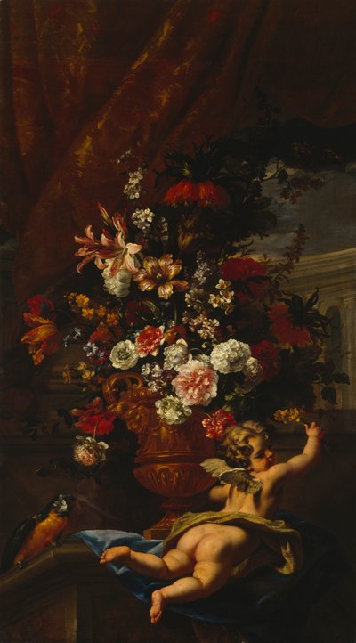 Cupido y las flores (óleo sobre lienzo) de Sebastiano & Monnoyer J B (1636 99) Ricci