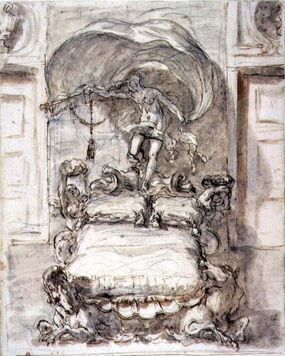 Cama con caballitos de mar y Fortuna de Sebastiano Ricci