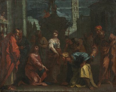 Cristo y la mujer tomada en adulterio, mediados del siglo XVIII (óleo sobre lienzo) de Sebastiano Ricci