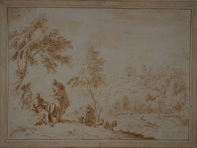 Paisaje pastoral extenso con ciudad en la colina, c.1720 de Sebastiano Ricci