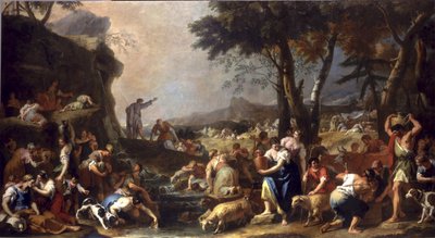 Moisés hace fluir agua de la roca de Sebastiano Ricci