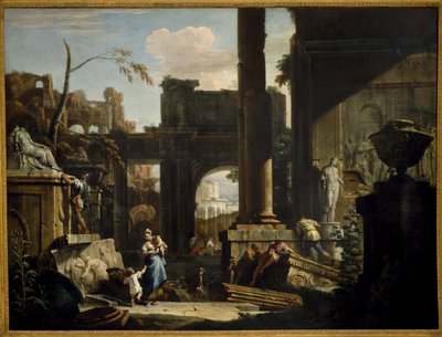 Perspectiva de ruinas con figuras, 1720s de Sebastiano Ricci